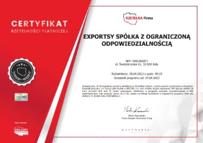 Certyfikat Rzetelności